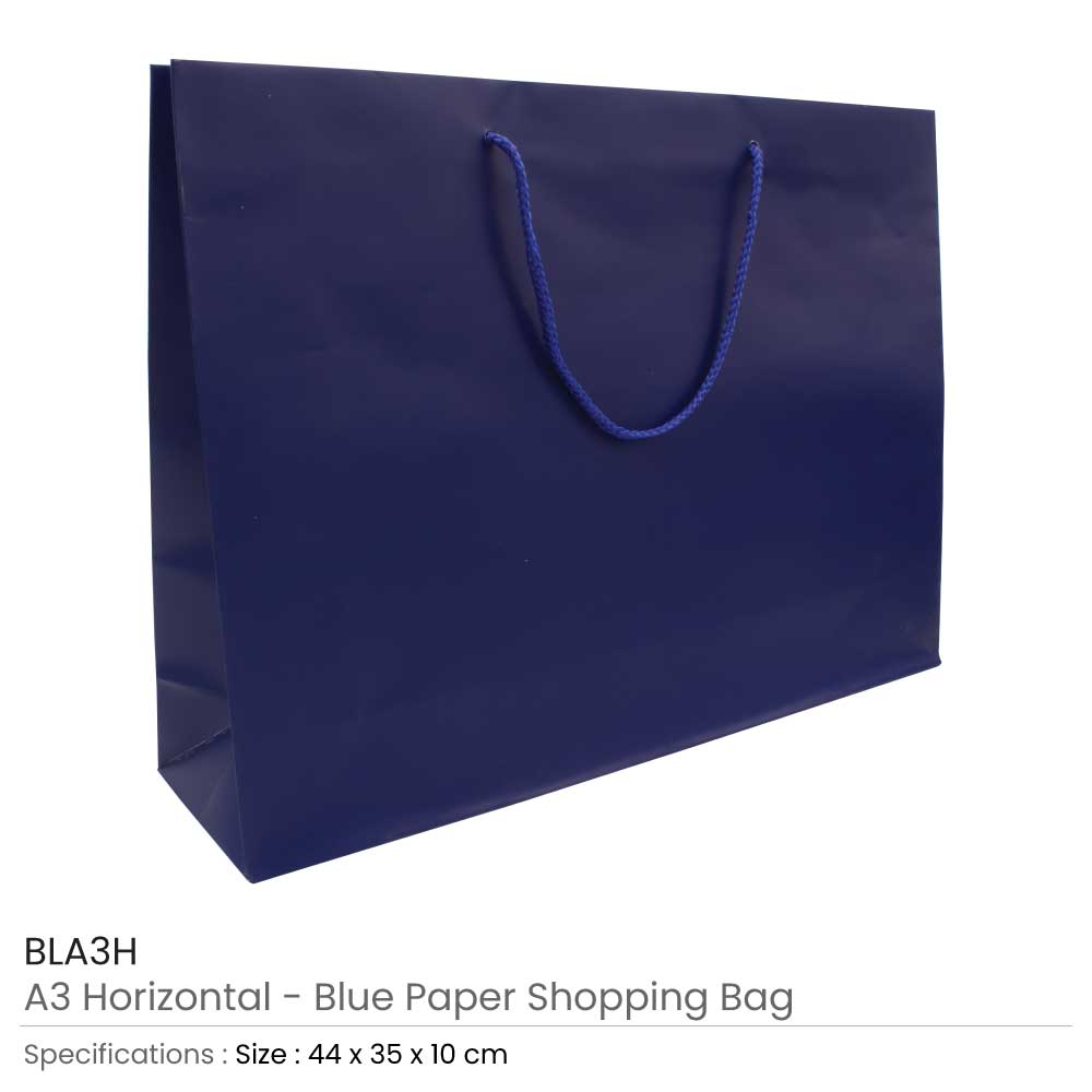  A3 Horizontal Blue Paper Shopping Bags 2