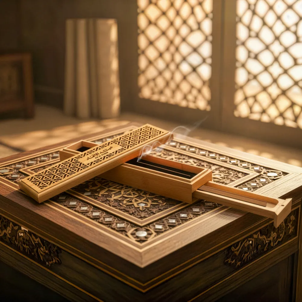 Wooden Incense Burner Holder with Drawer Includes 10 Pcs Oud Sticks 8