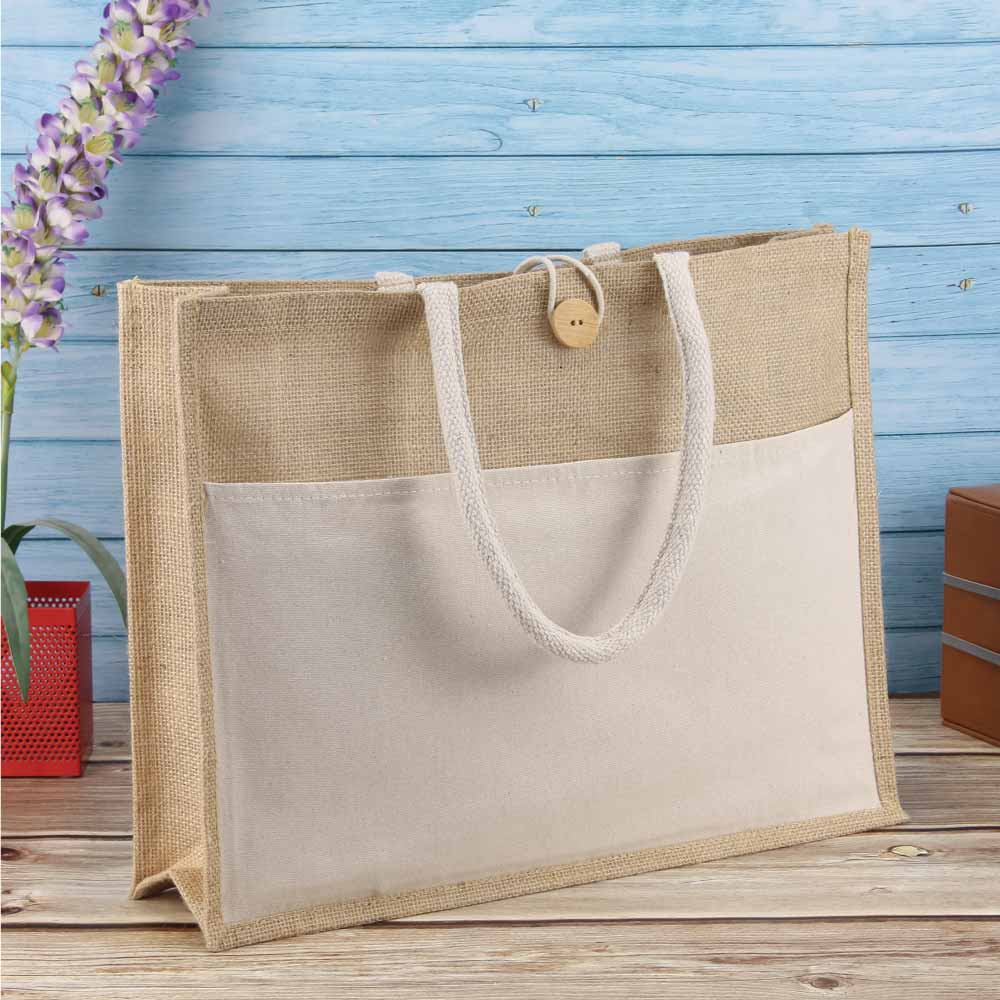 Jute Bags with Cotton Pocket and Handle – Ramadan Gifts 2