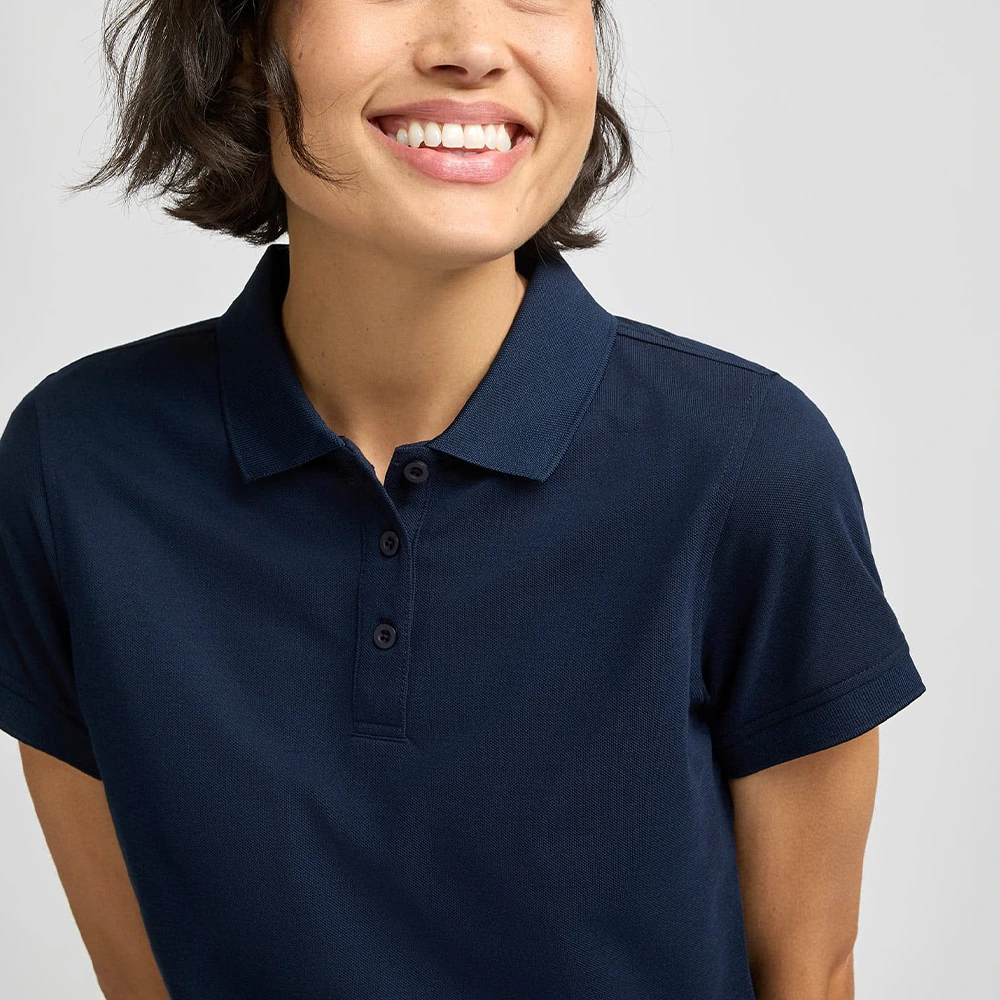 Women’s Solid Navy Blue Polo T-Shirt 2
