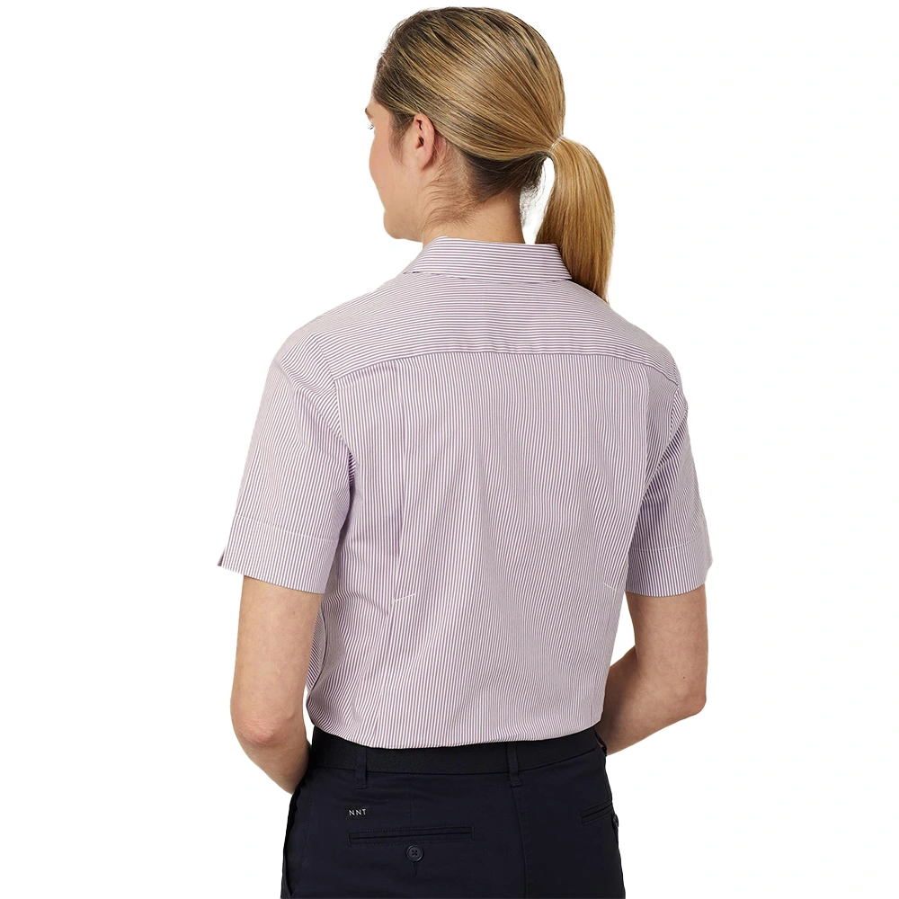 Women's Stripe Short Sleeve Shirt - Violet/White 4