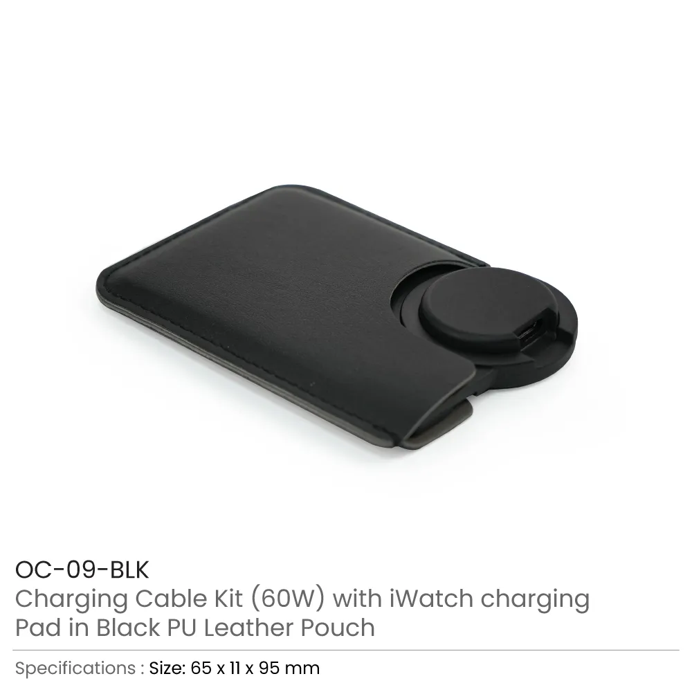 Charging Cable Kit (60W) with iWatch Charging Pad in PU Leather Pouch 1