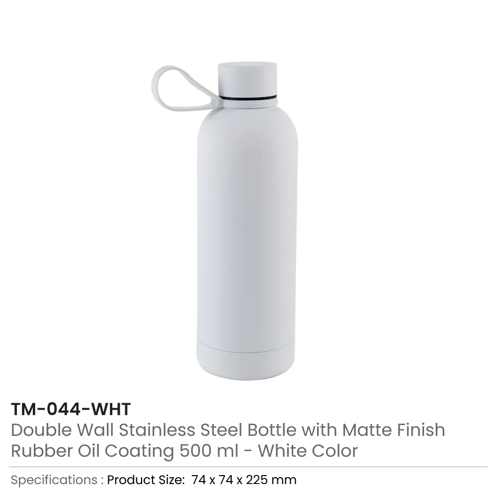 Stainless Steel Water Bottles 500ml – Double Wall, Matte, Rubber Coating 5