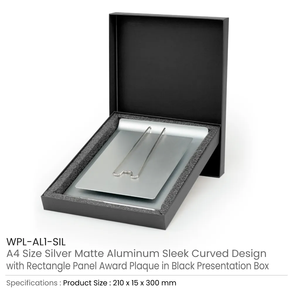 Aluminum Award Plaque with Stand A4 Size in Black Presentation Box 6