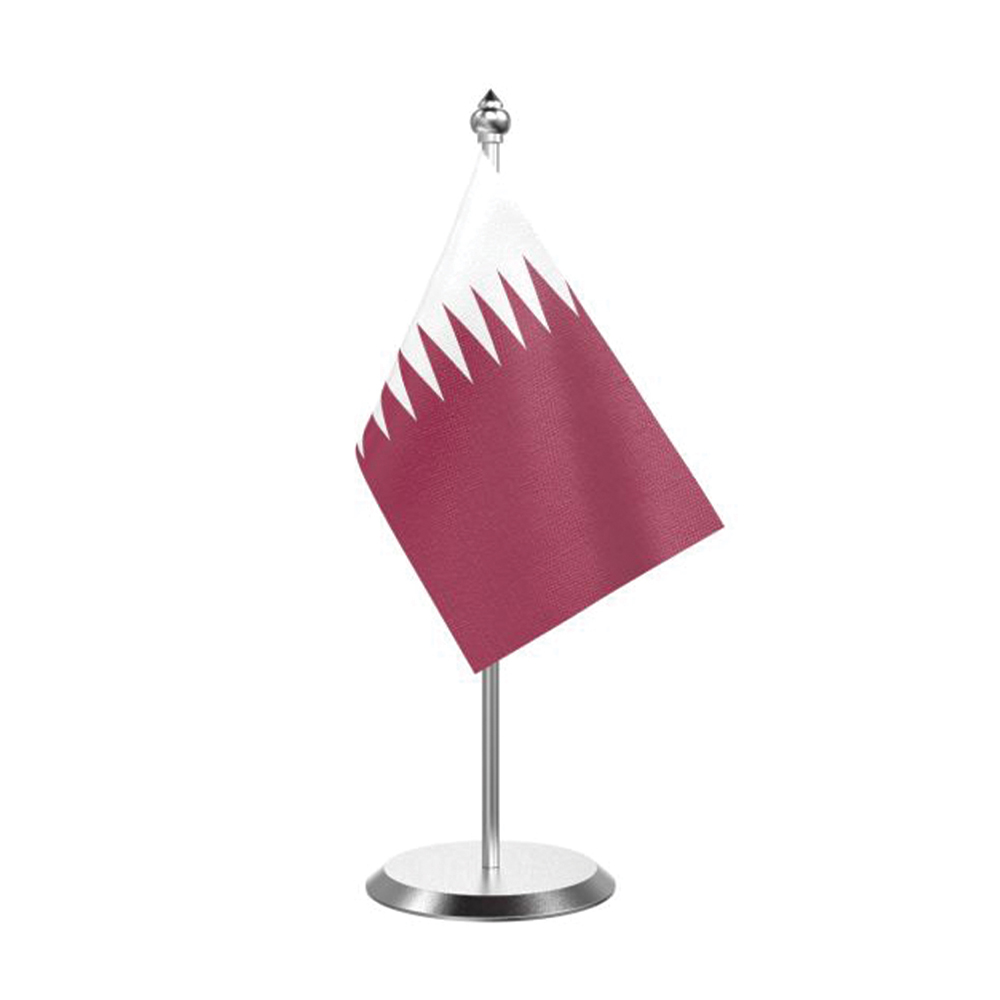 Qatar Table Flag with Metal Base 1