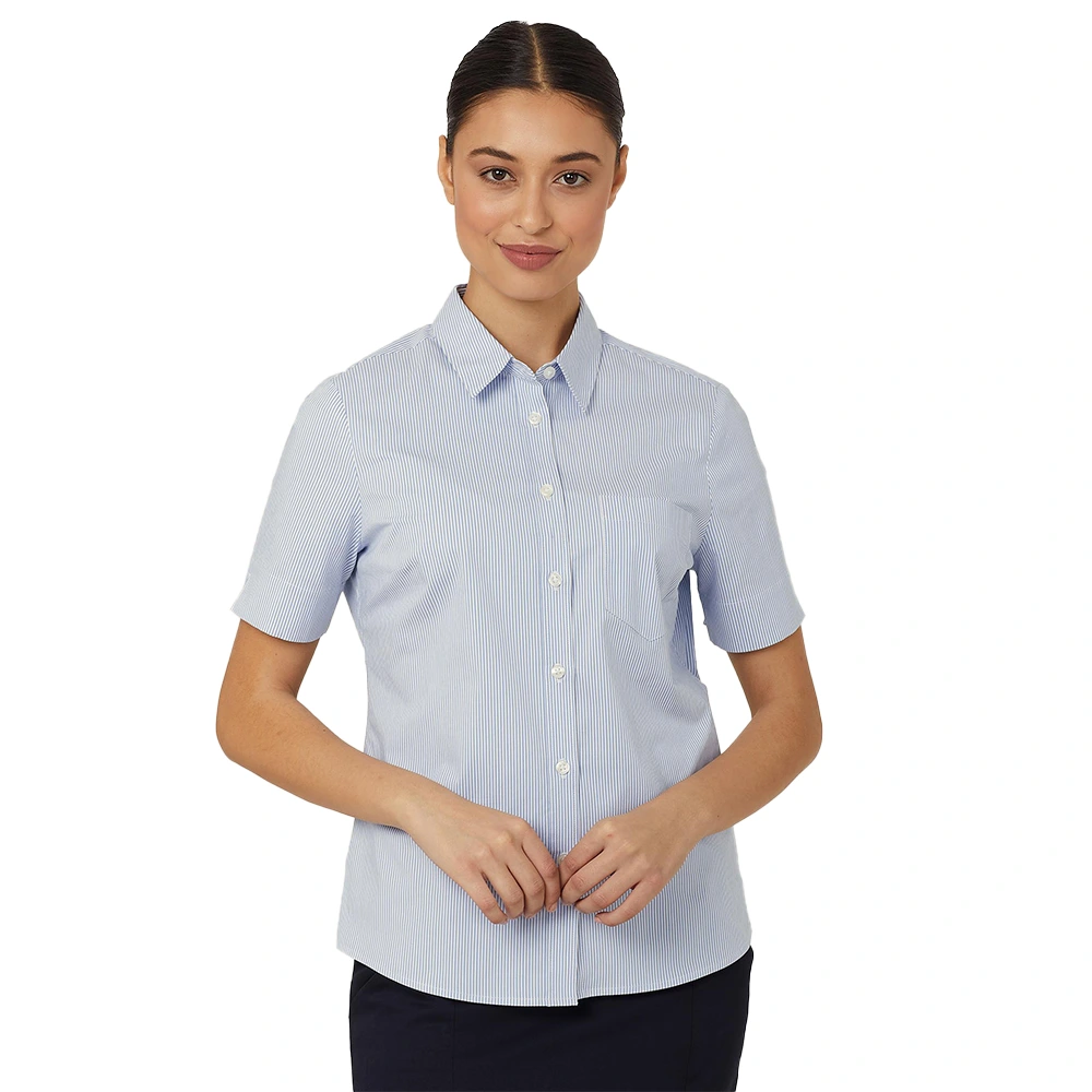 Women's Short Sleeve Shirt - Light Blue/White 1