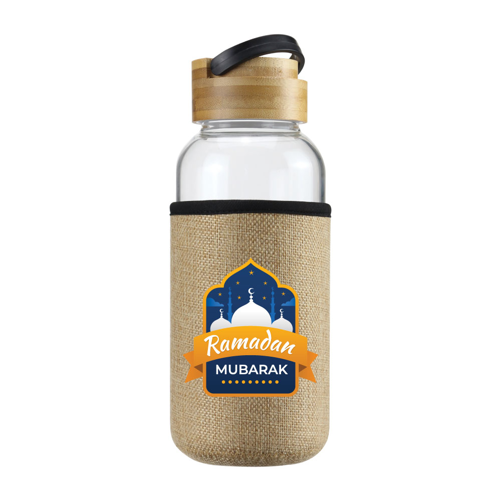 Glass Bottle with Bamboo Lid and Eco Sleeve, 1L – Ramadan Gifts 6