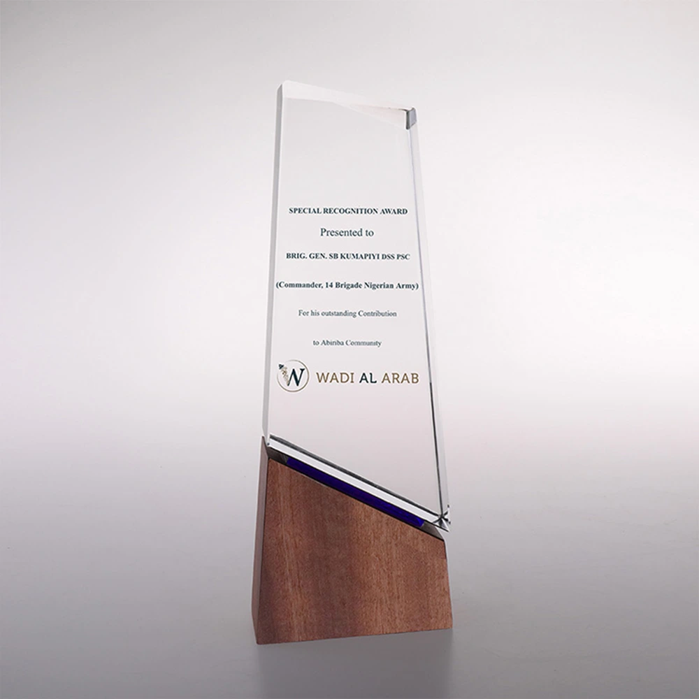 Wood Base Crystal Award with Wooden Box 5