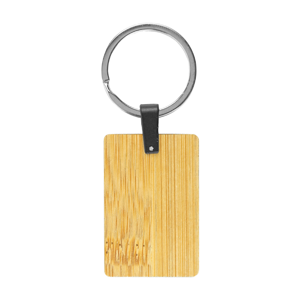 Bamboo and Metal Keychain Rectangle 32mm 1