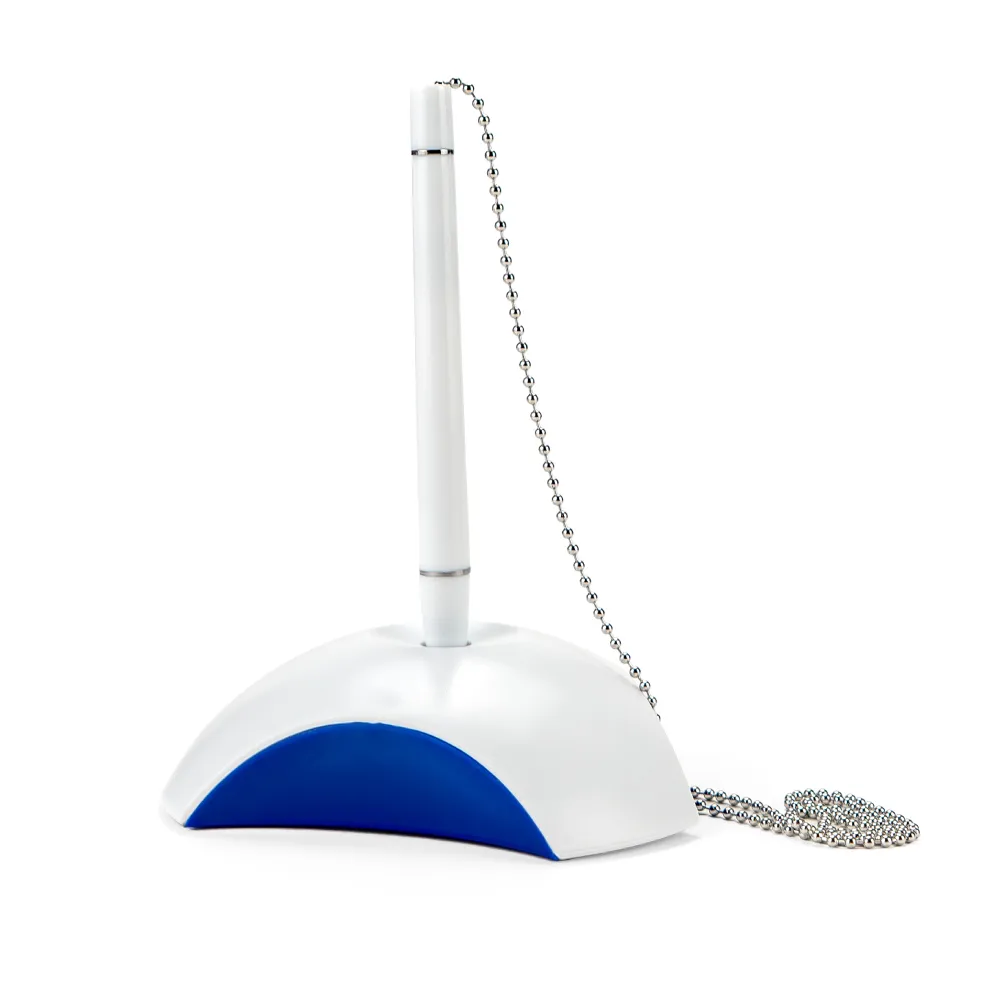 Counter Pen with Base Holder and Secured Chain – Blue Ink 11