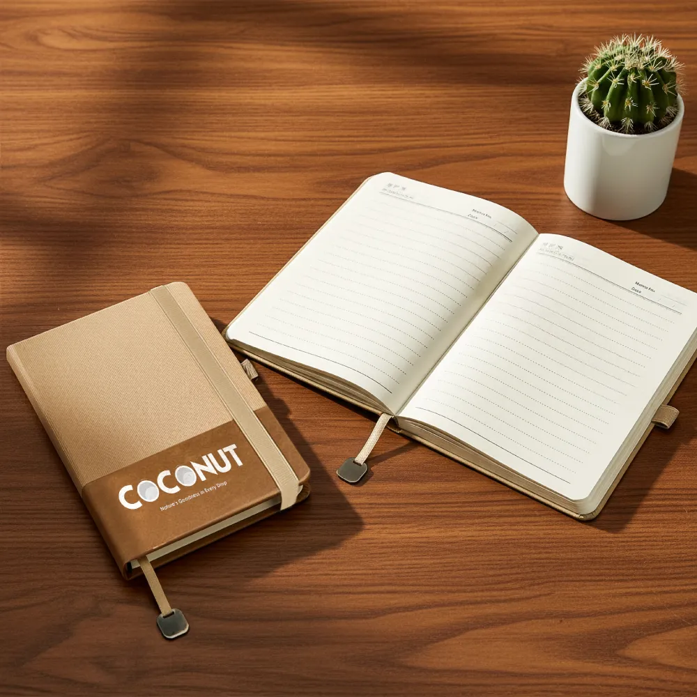 Hard Cover PU Notebooks in A5 Size with Metal Plate Bookmark 11