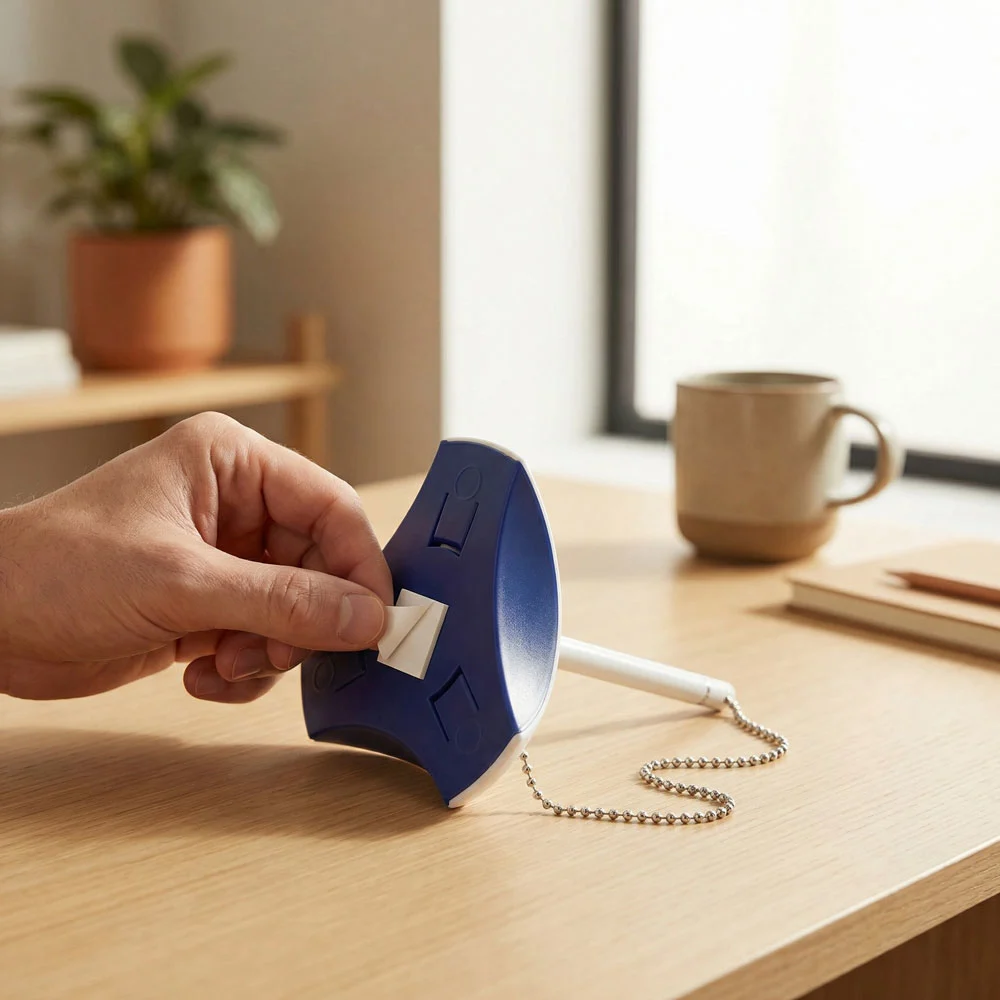 Counter Pen with Base Holder and Secured Chain – Blue Ink 5