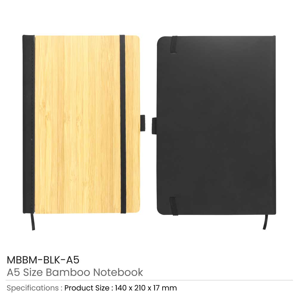 A5 size Bamboo Notebooks with Pen Loop & Page Marker 2