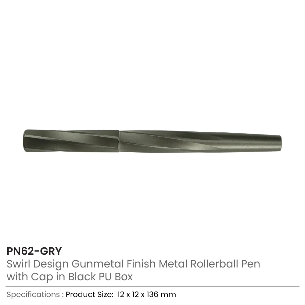 Rollerball Pens Swirl Design in Gunmetal Finish with PU Leather Box 7