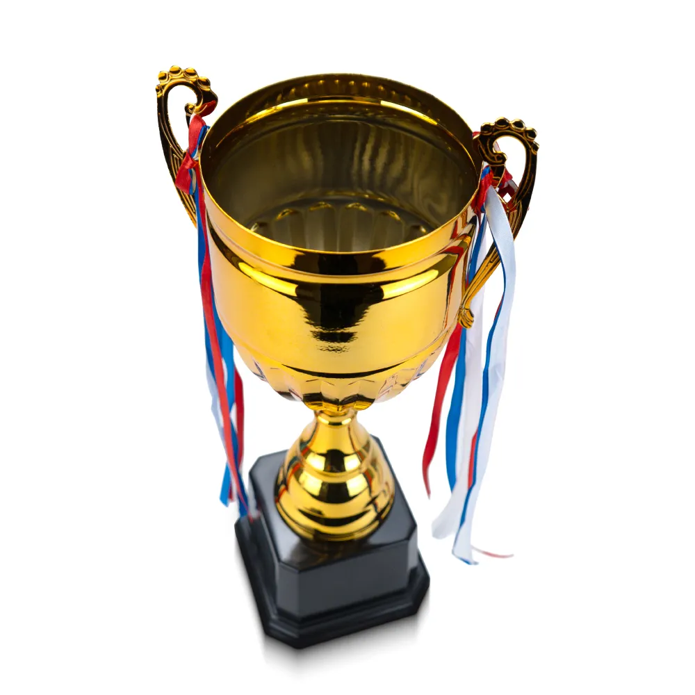 Metal Open Cup Trophies & Removable Ribbon Attached to Both Handles 6