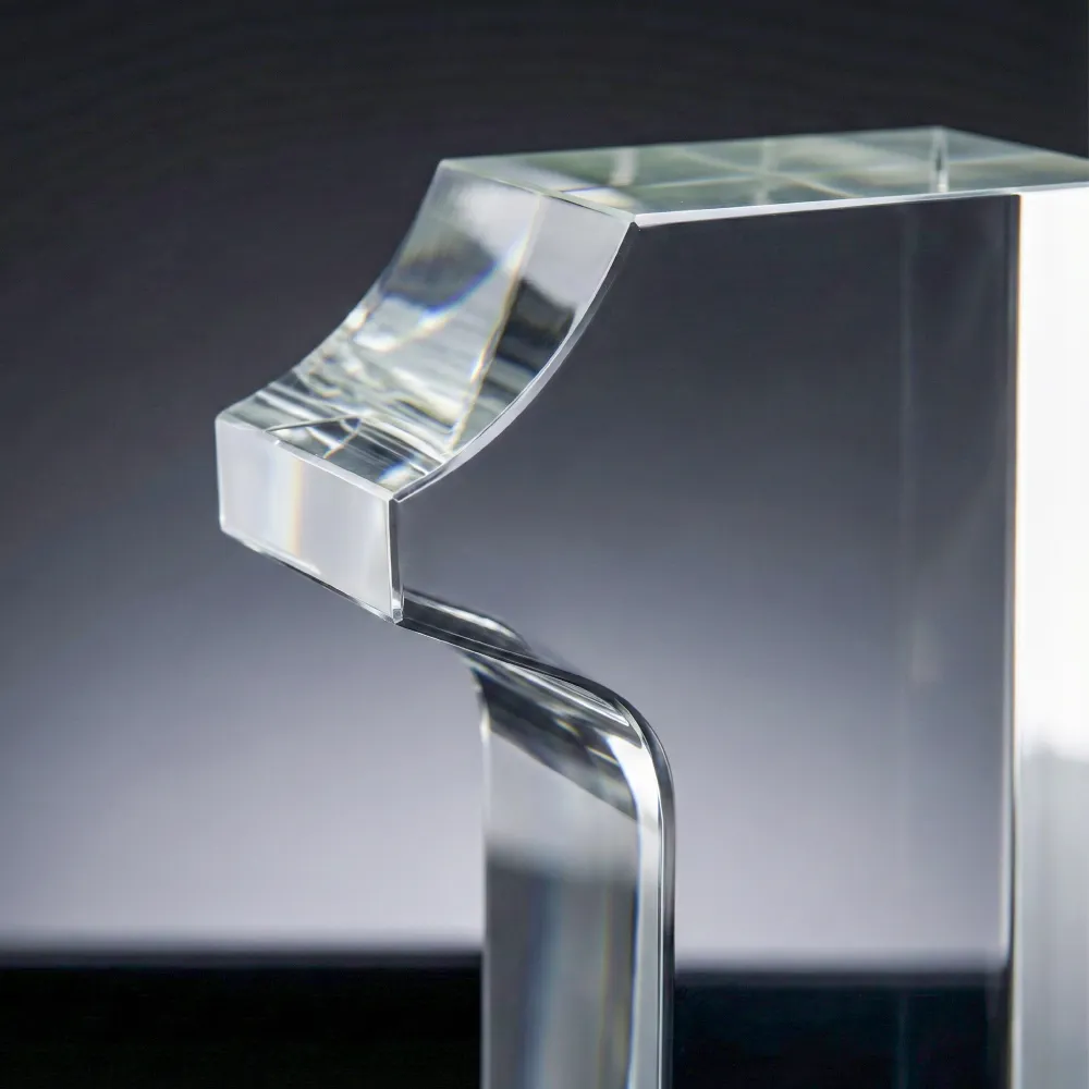 Crystal Glass Trophy in Number One Shape with Gold Lock Closure Box 6