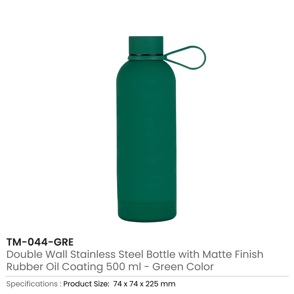 Stainless Steel Water Bottles 500ml – Double Wall, Matte, Rubber Coating 4