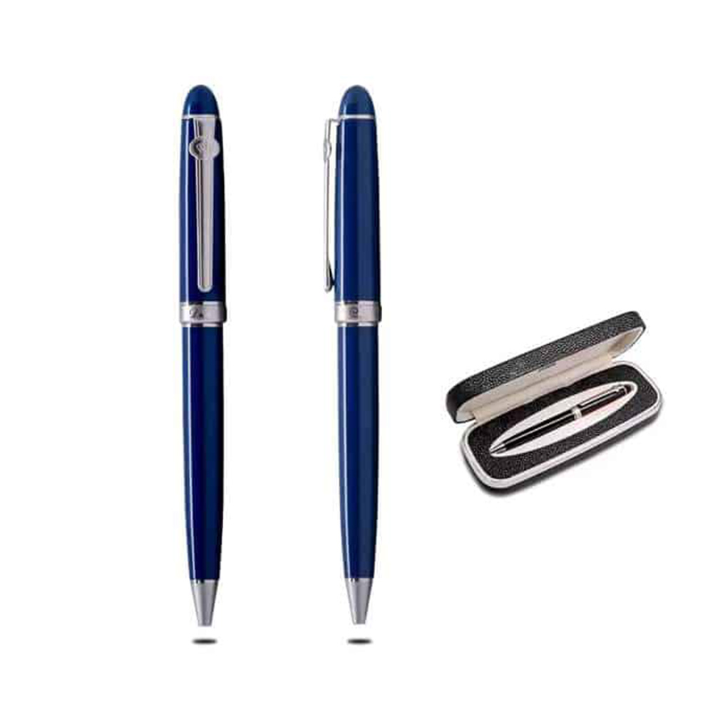 Blue Metal Pen with Silver Trimmings 2