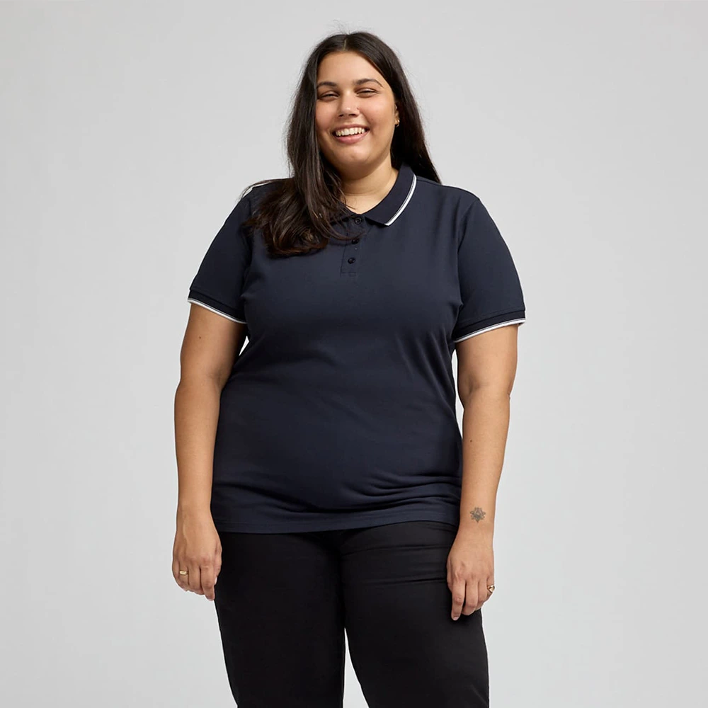 Women’s Navy Blue Polo T-Shirt with Line Design 7