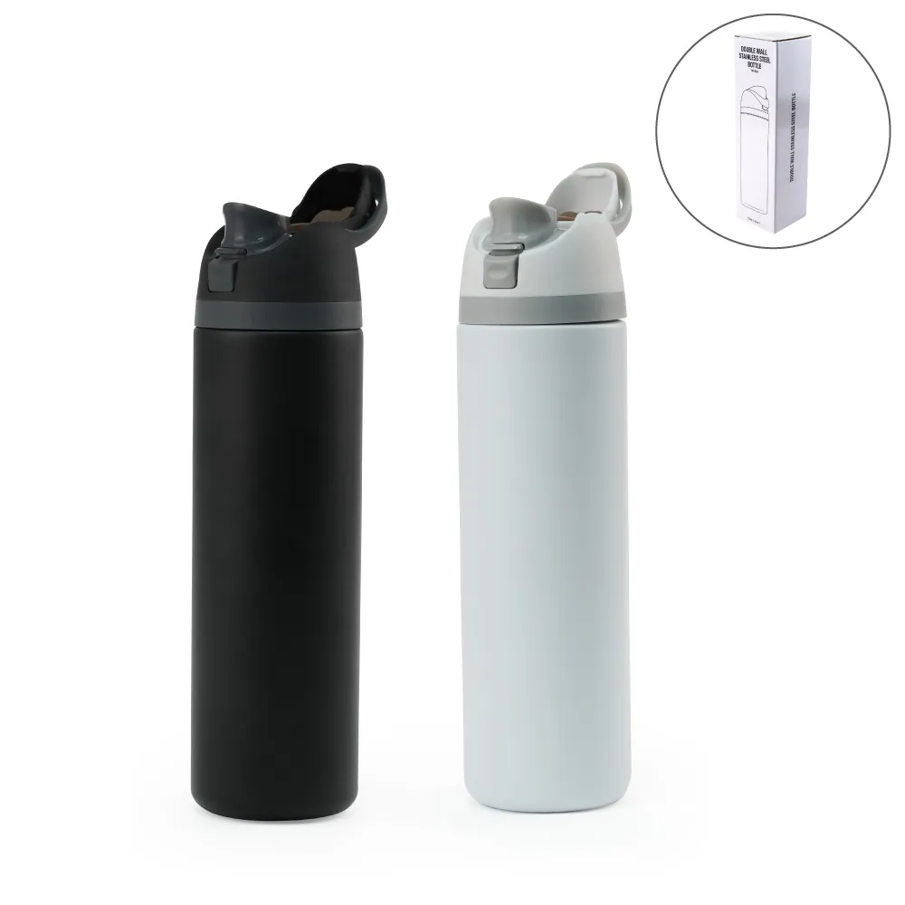 SS Bottles with Straw & Push Button Lid – Double-Wall Vacuum, 1Liter thumbnail 1