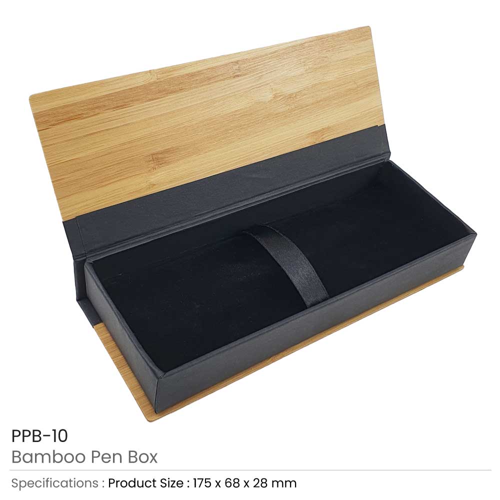 Bamboo Pen Box with Velvet Interior  2