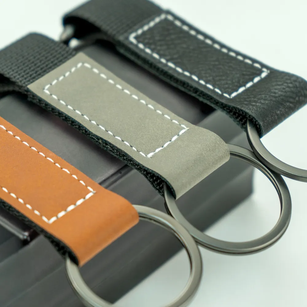 Laserable PU Leather Keychains with Sling Snap Hook 7
