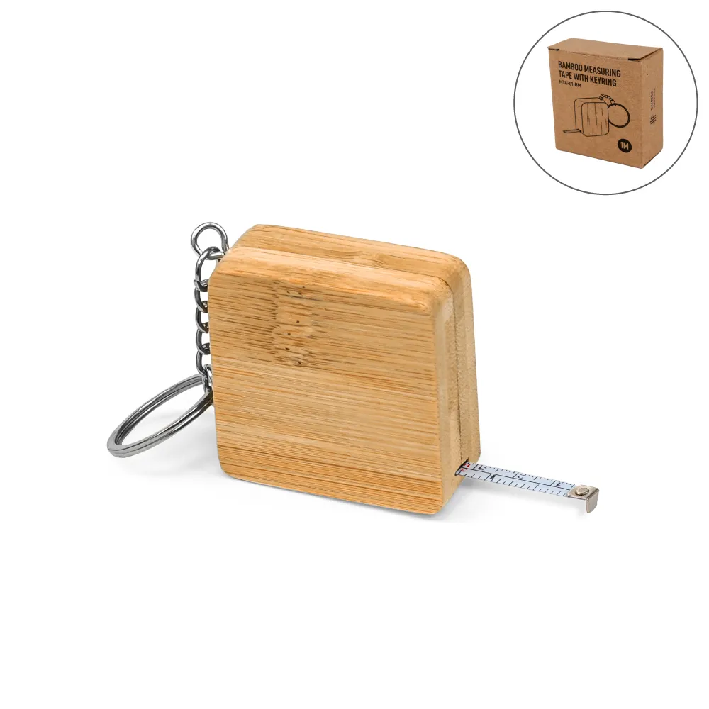 Bamboo Retractable Measuring Tape Keychains 6