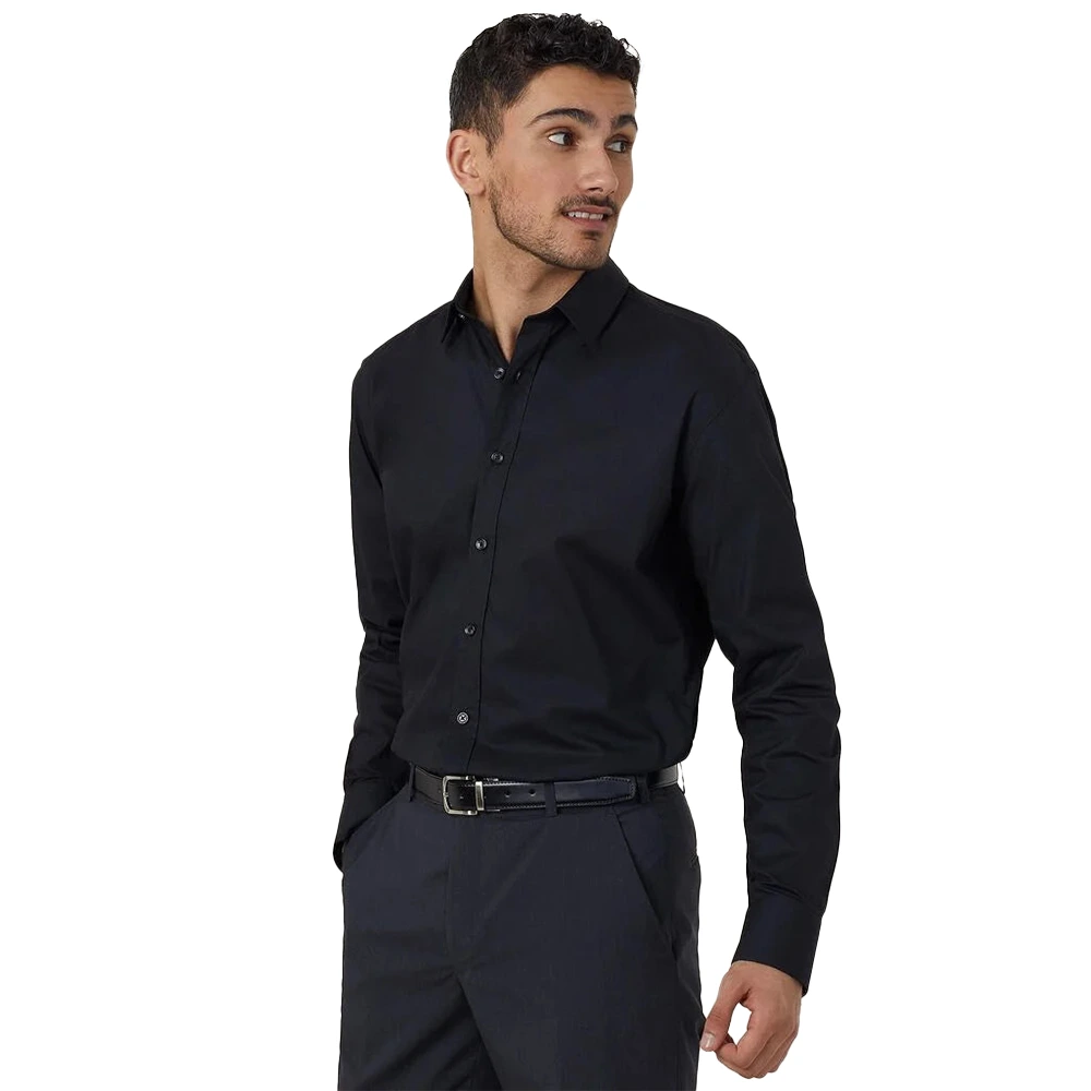 Men's Stretch Long Sleeve Shirt - Black 4