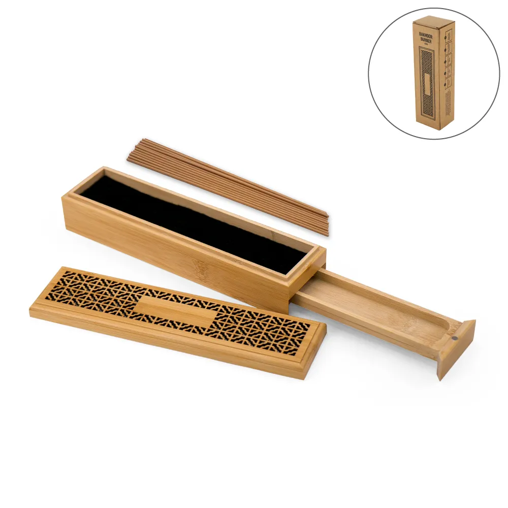 Wooden Incense Burner Holder with Drawer Includes 10 Pcs Oud Sticks 7