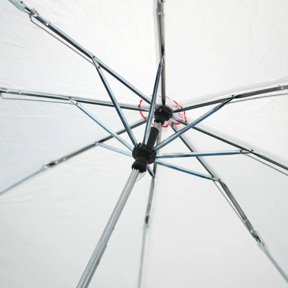 Bi-Fold Umbrella in White Color with Velcro Closure and Pouch 3