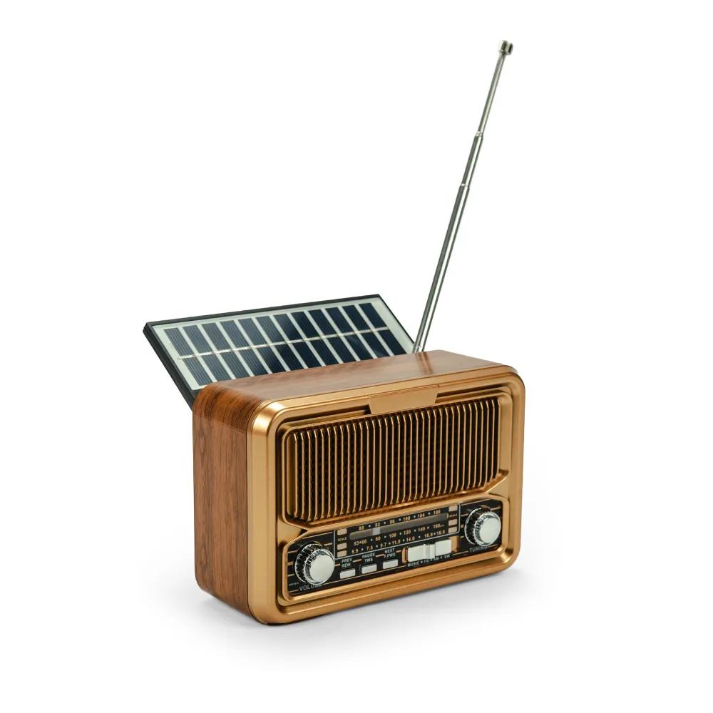 Vintage Design Bluetooth Speaker with Radio and Solar Panel 5