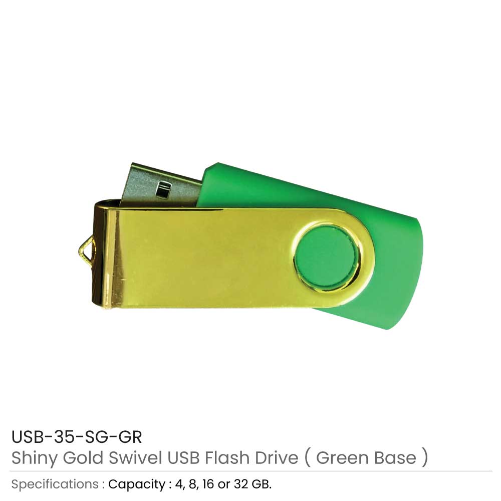 Shiny Gold Swivel USB Flash Drive 7