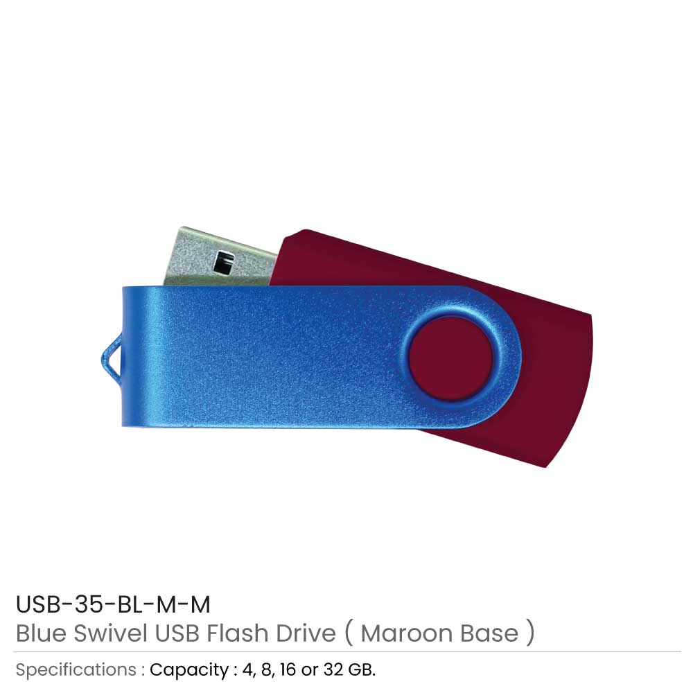 Matt Blue Swivel USB Flash Drives  15