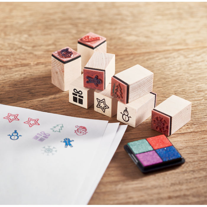 8 wooden Christmas stamps set 2