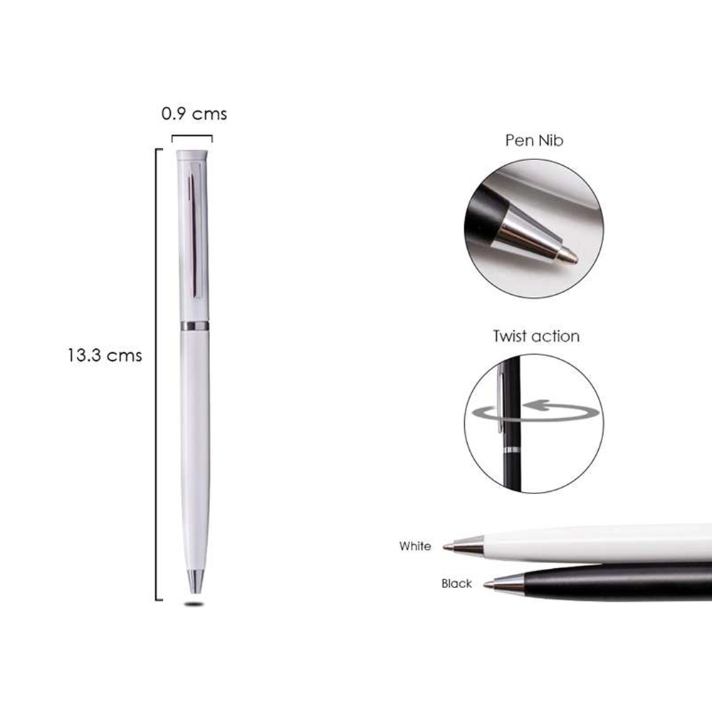 Thin Metal Pen with Chrome Ring 5