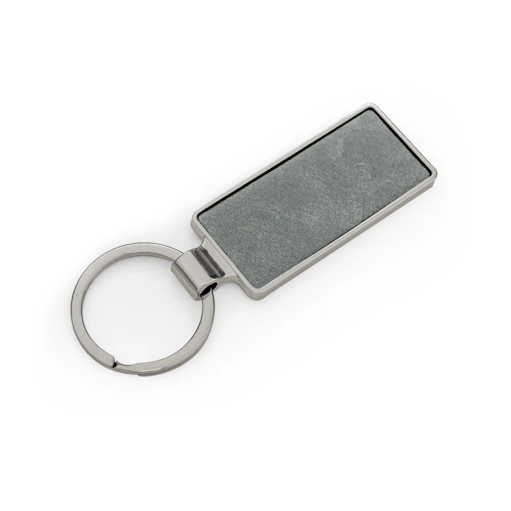Silver Shiny Metal Keychains with Laserable PU Leather Plate 5