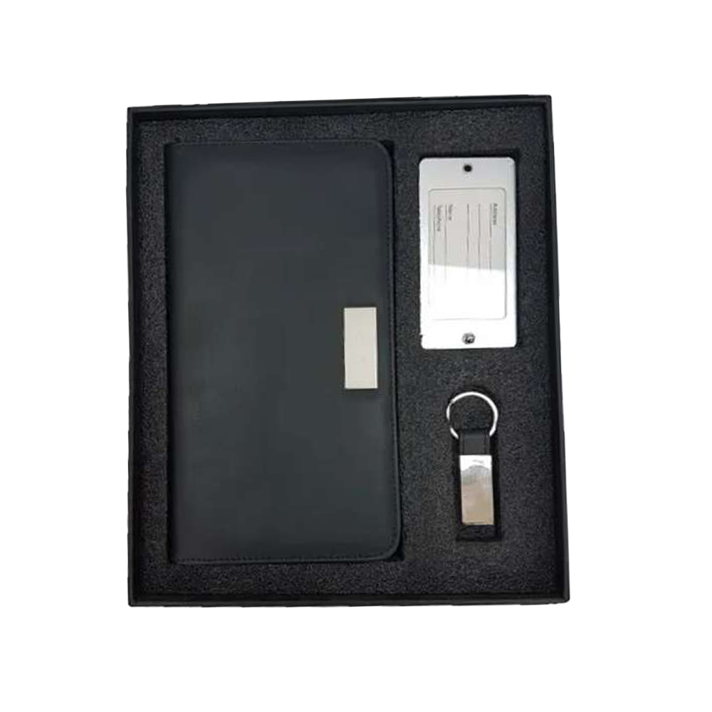Leatherette Passport holder, metal luggage tag, & key chain 2