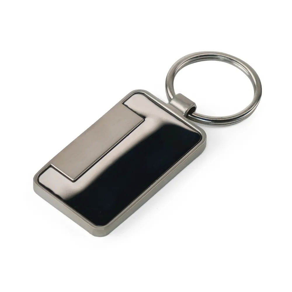 Metal Keychain Rectangle Gun Metal Matte Finish Plate 8