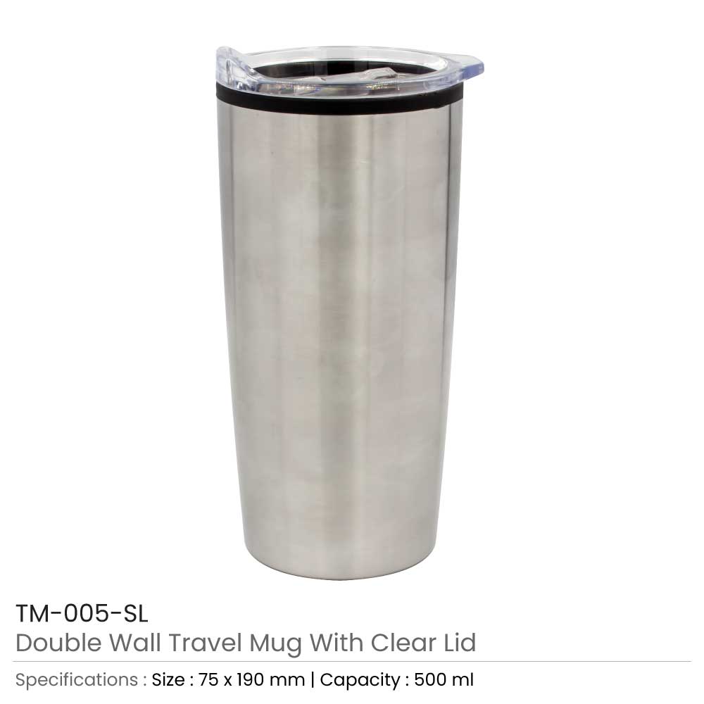 Double Wall Travel Mugs with Clear Lid 2