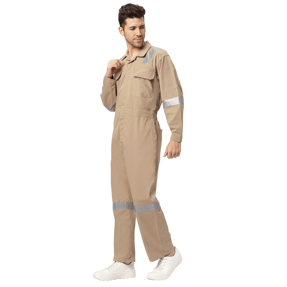Coverall with Reflective Tape Khaki 2