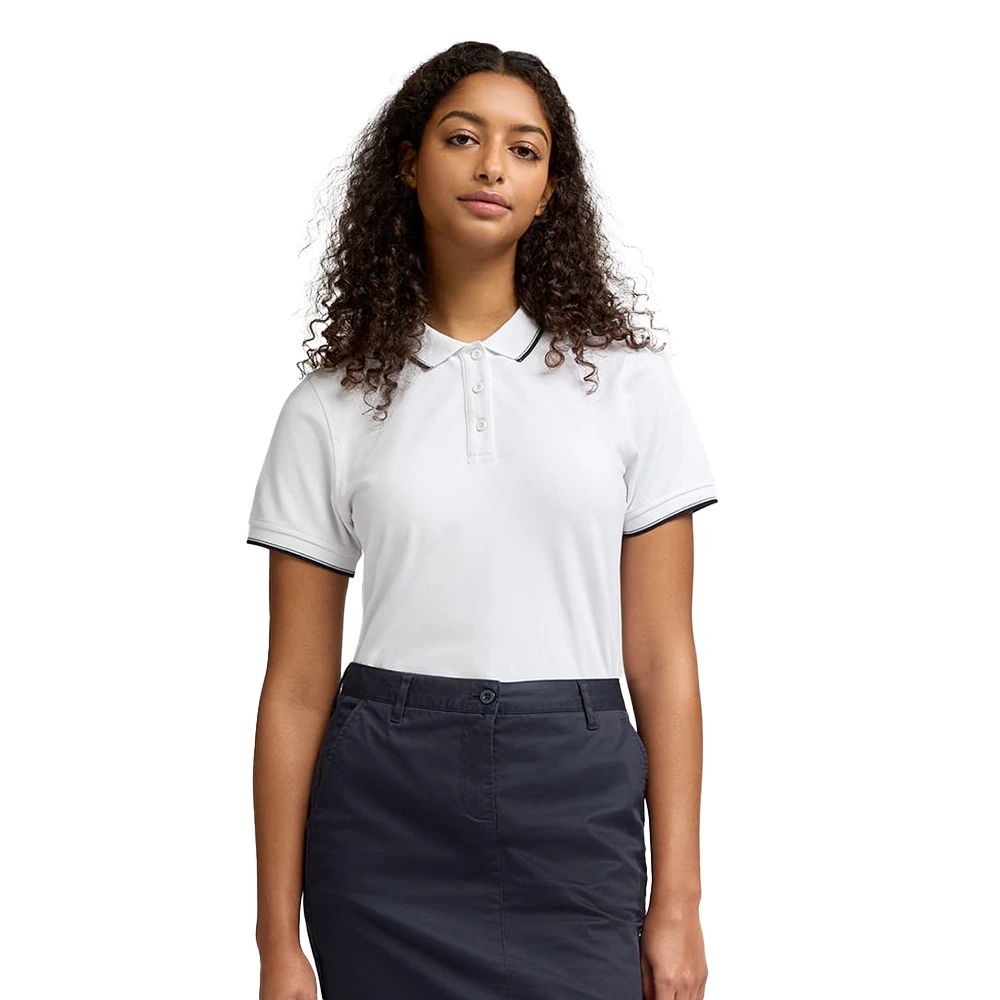 Women’s White Polo T-Shirt with Line Design 4