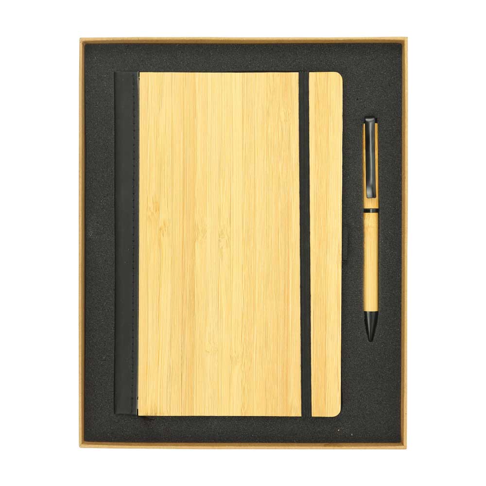 Bamboo Material A5 Notebook and Pen Gift Set 1