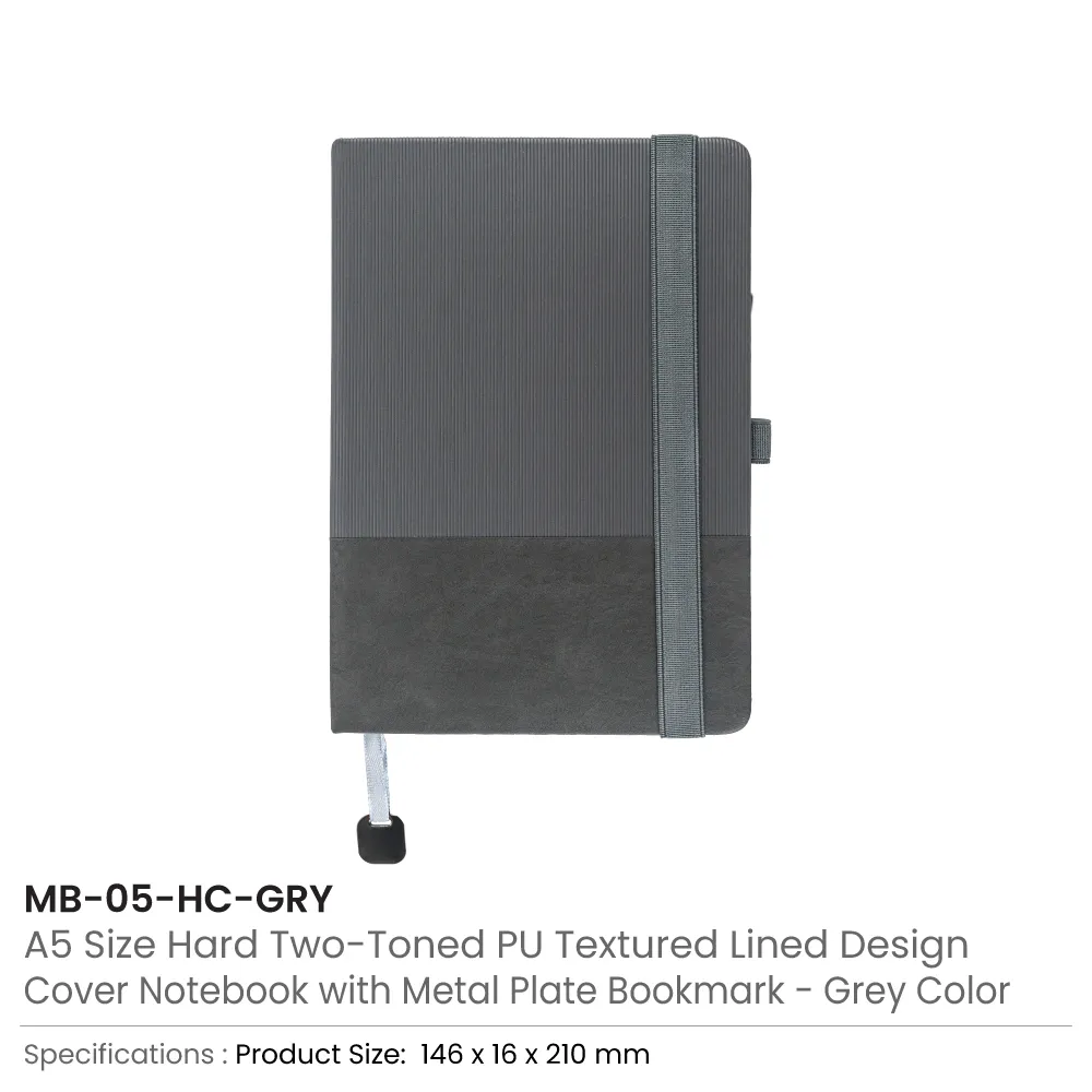 Hard Cover PU Notebooks in A5 Size with Metal Plate Bookmark 3