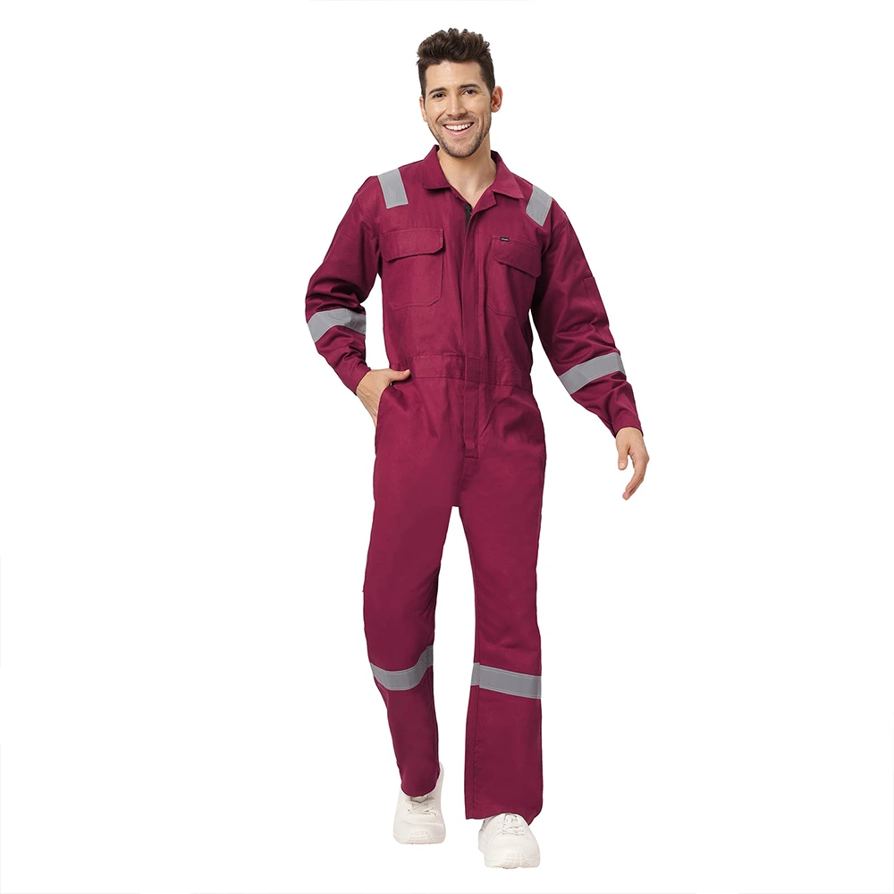 Coverall with Reflective Tape Maroon 8