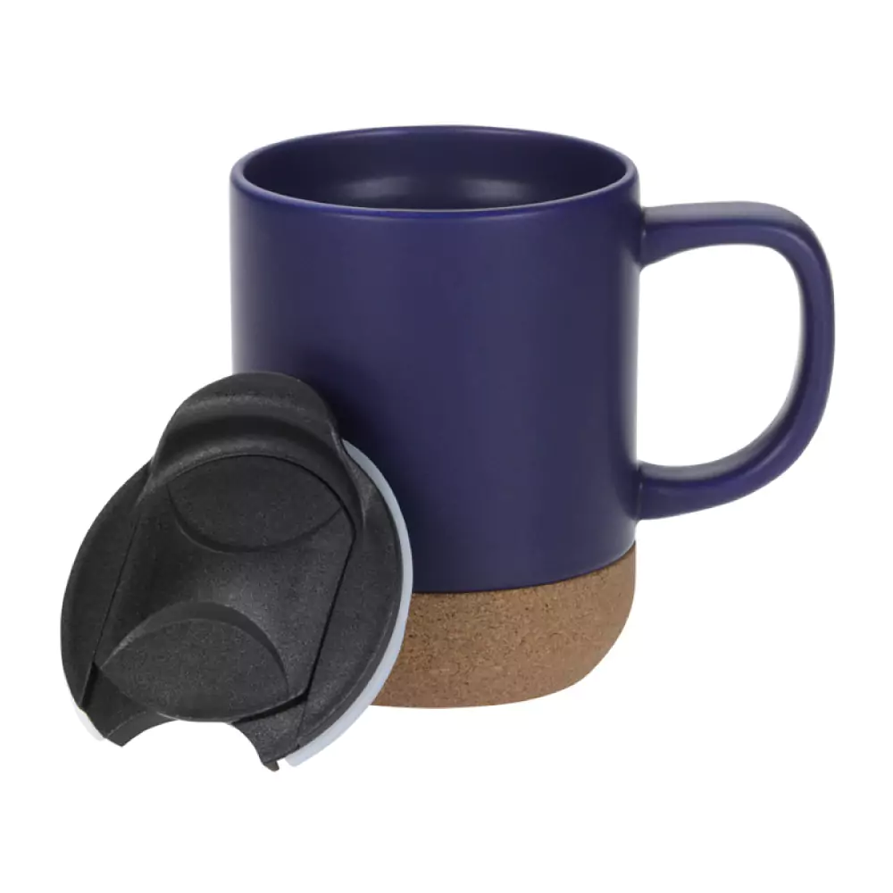 Ceramic Mugs with Lid and Cork Base 385 ml 10