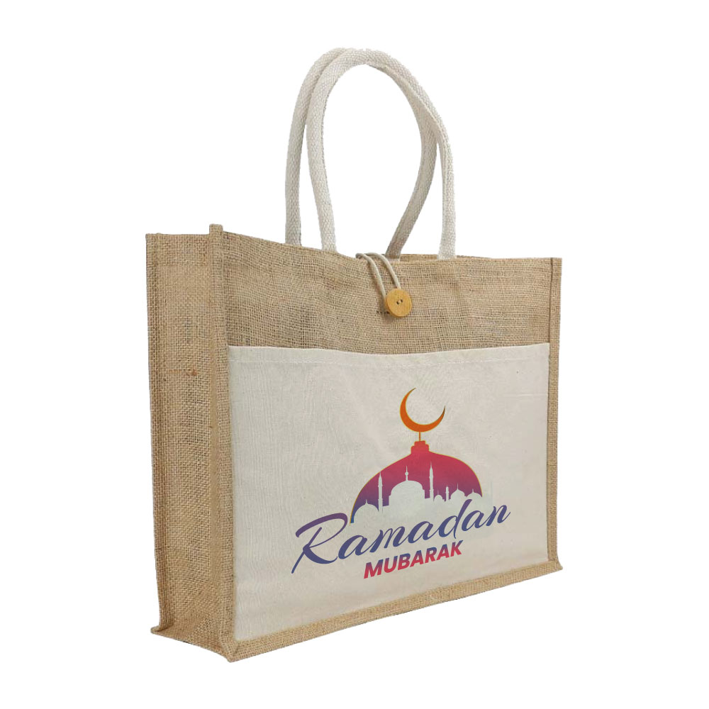 Jute Bags with Cotton Pocket and Handle – Ramadan Gifts 5