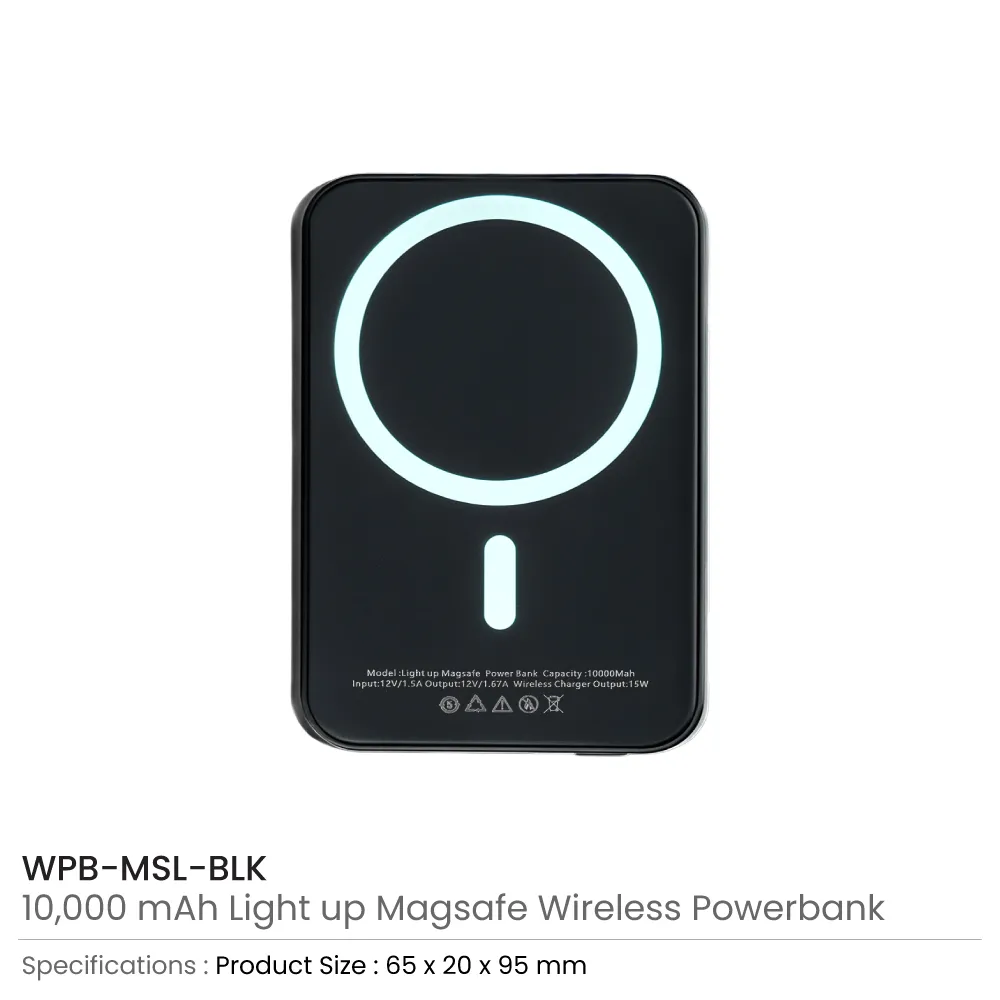 MagSafe Wireless Powerbank, Light-Up Logo, 15W Fast Charging, 10K mAh 3