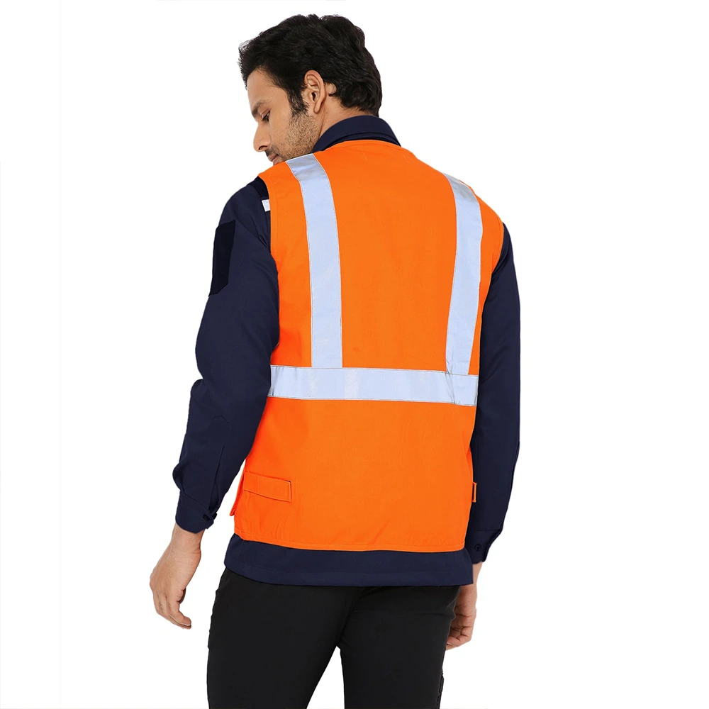 Safety Jacket with Reflective Tape - Fluorescent Orange 2