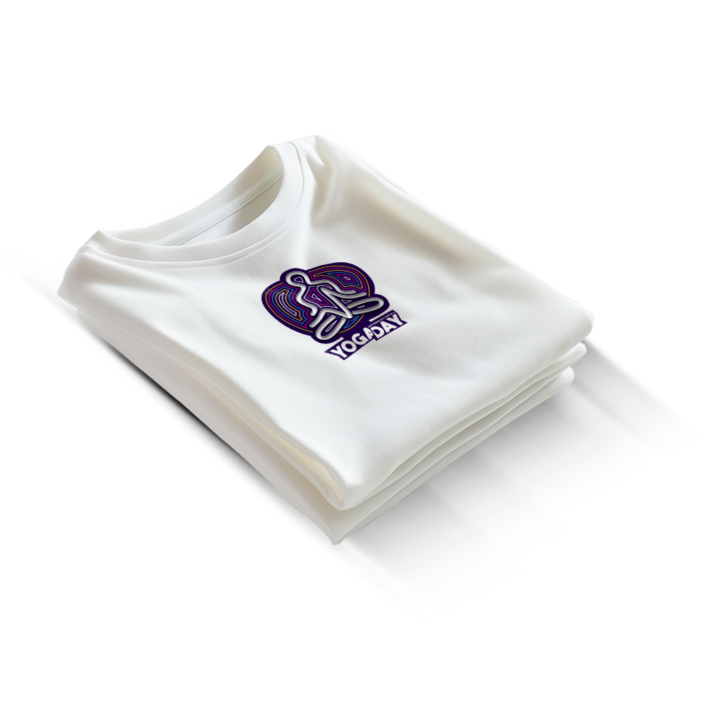 White Round Neck T-Shirt – Yoga Day Edition INF 6
