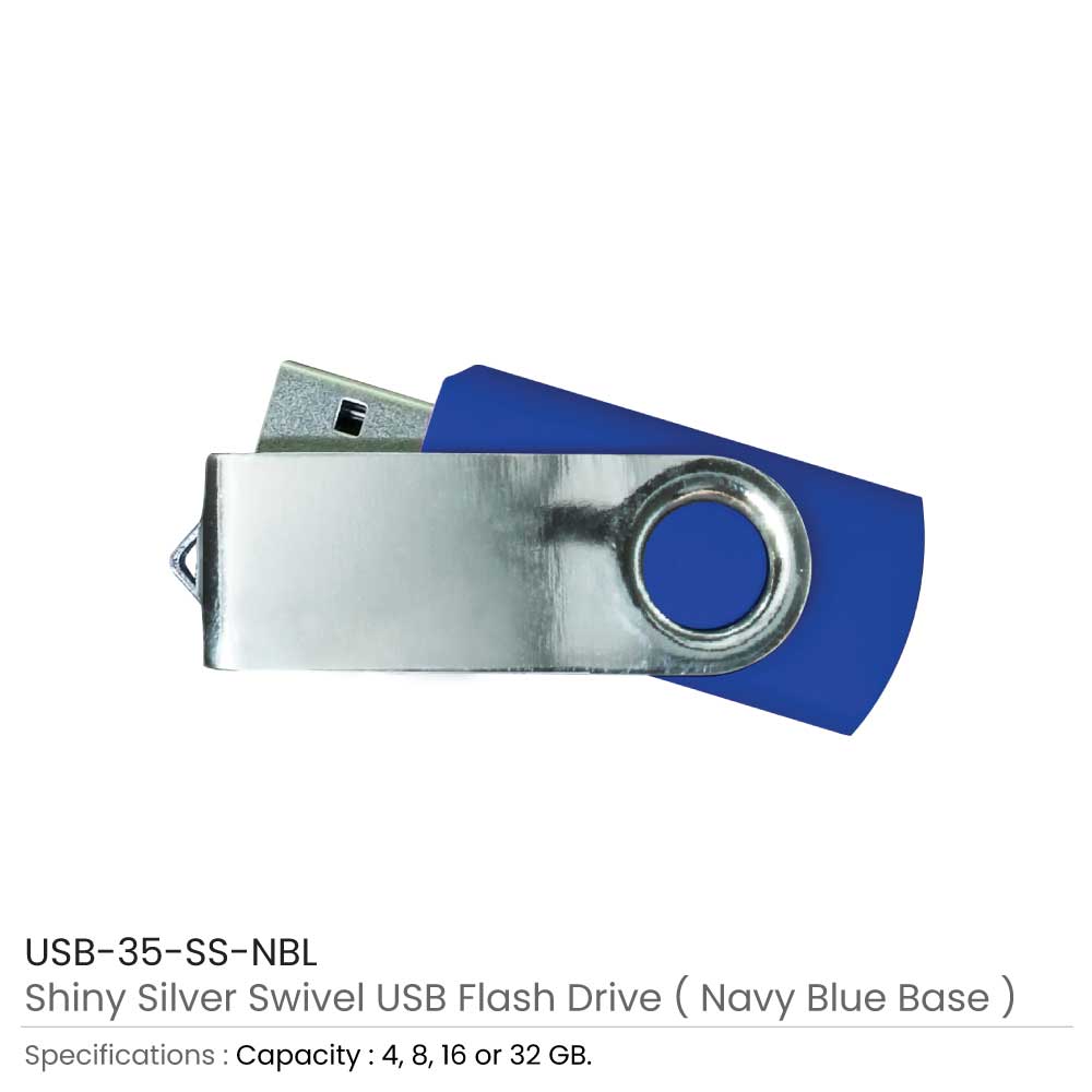 Shiny Silver Swivel USB Flash Drive 6